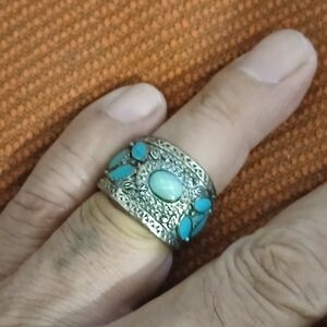 Chinese STYLE Turquoise Silver Women's Ring
